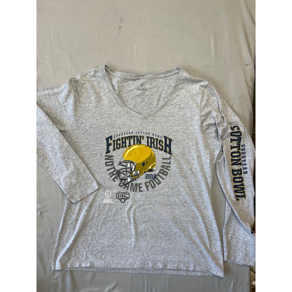 Fanatics Notre Dame Fighting Irish 2018 Cotton Bowl Long Sleeve Shirt Gray XL